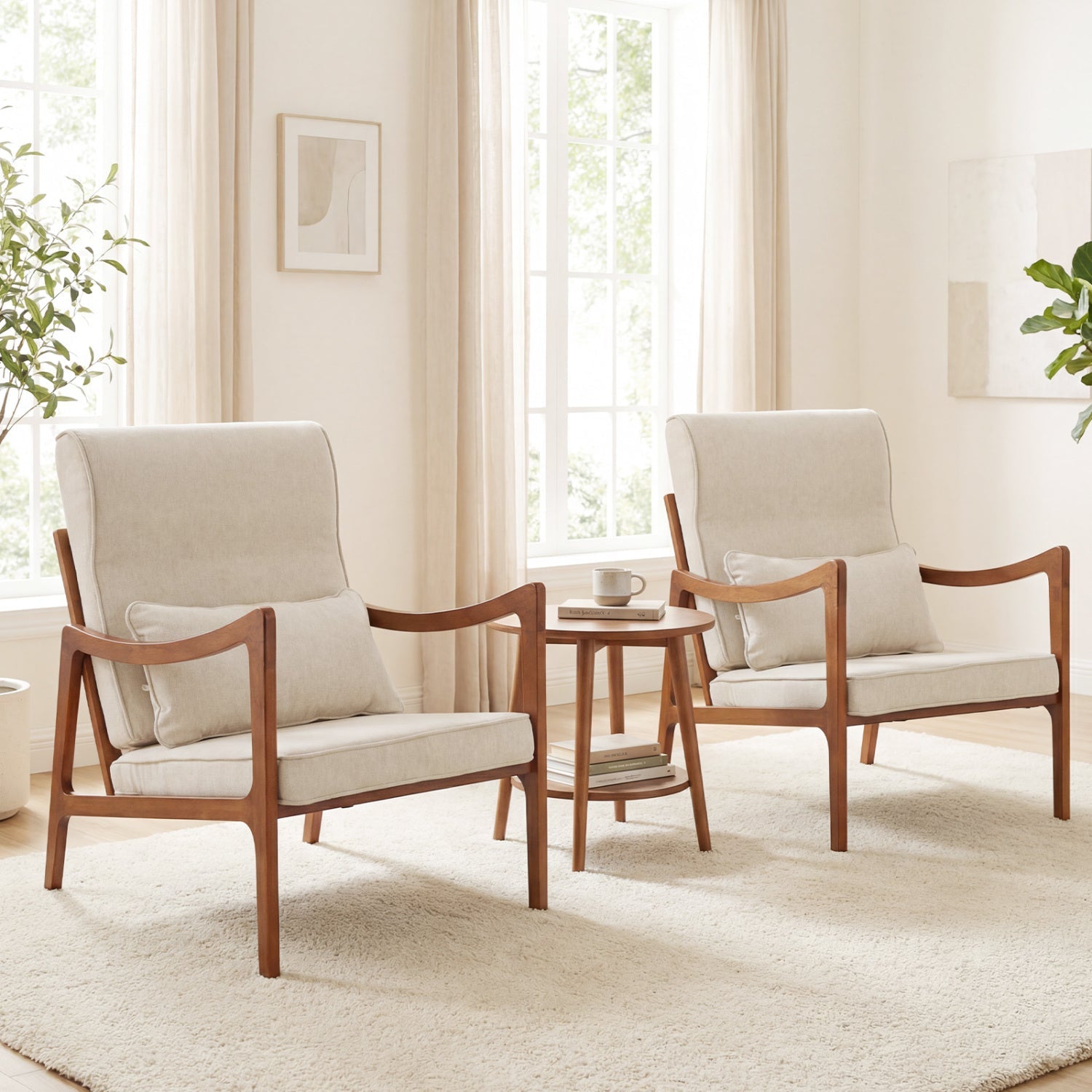 Modern Accent Chair with Solid Rubber Wood Faux Leather Upholstered Armchair by DirectDeals
