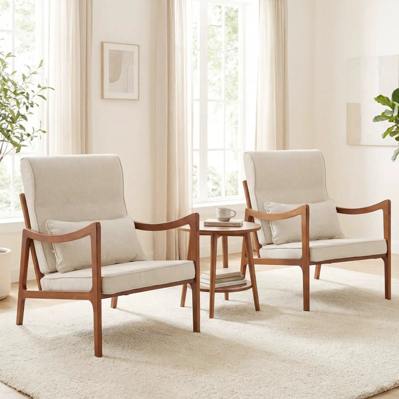 Modern Accent Chair with Solid Rubber Wood Faux Leather Upholstered Armchair by DirectDeals