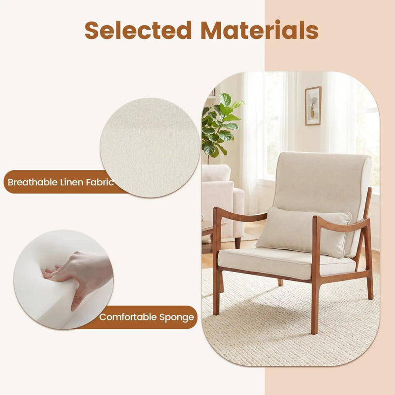 Modern Accent Chair with Solid Rubber Wood Faux Leather Upholstered Armchair by DirectDeals