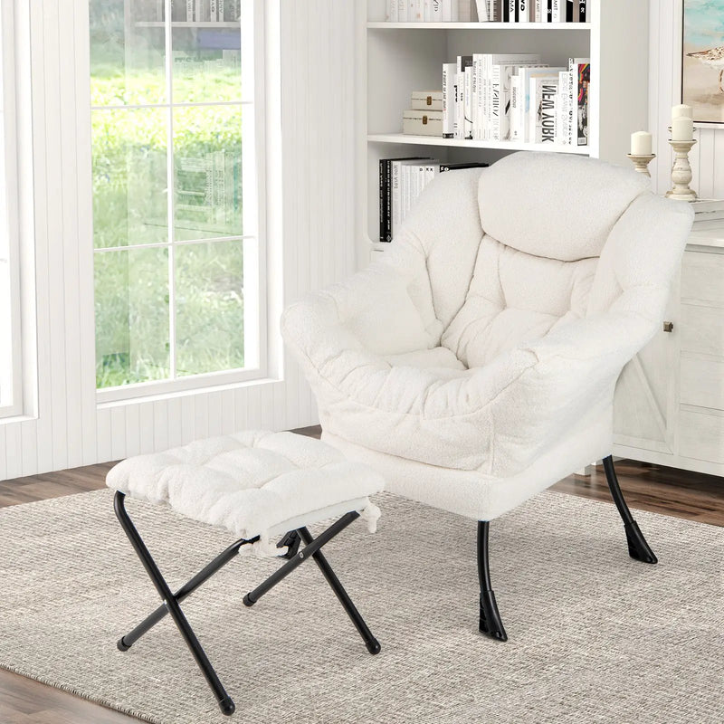 Modern Accent Chair with Folding Footrest and Head Pillow by DirectDeals