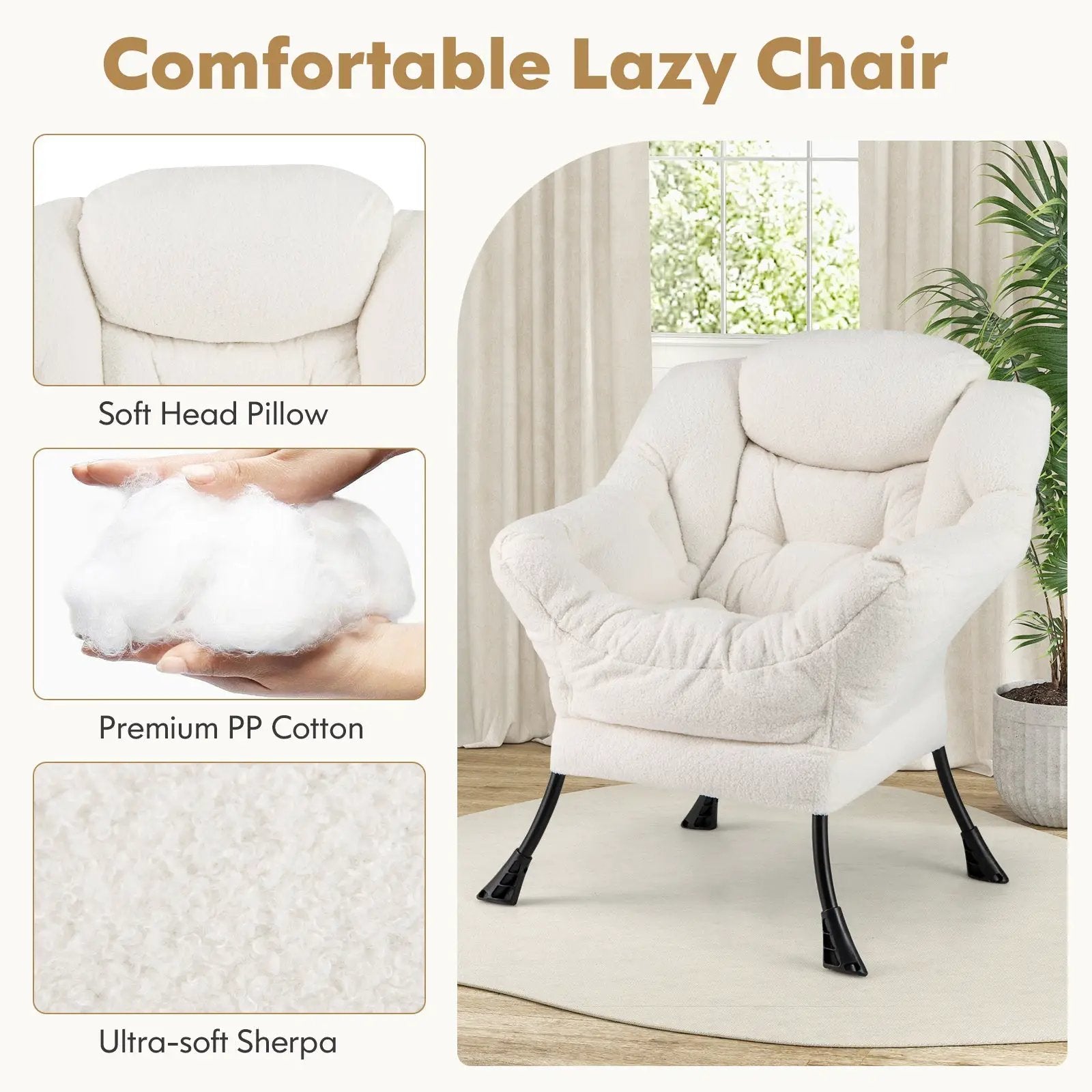 Modern Accent Chair with Folding Footrest and Head Pillow by DirectDeals
