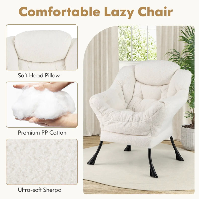 Modern Accent Chair with Folding Footrest and Head Pillow by DirectDeals