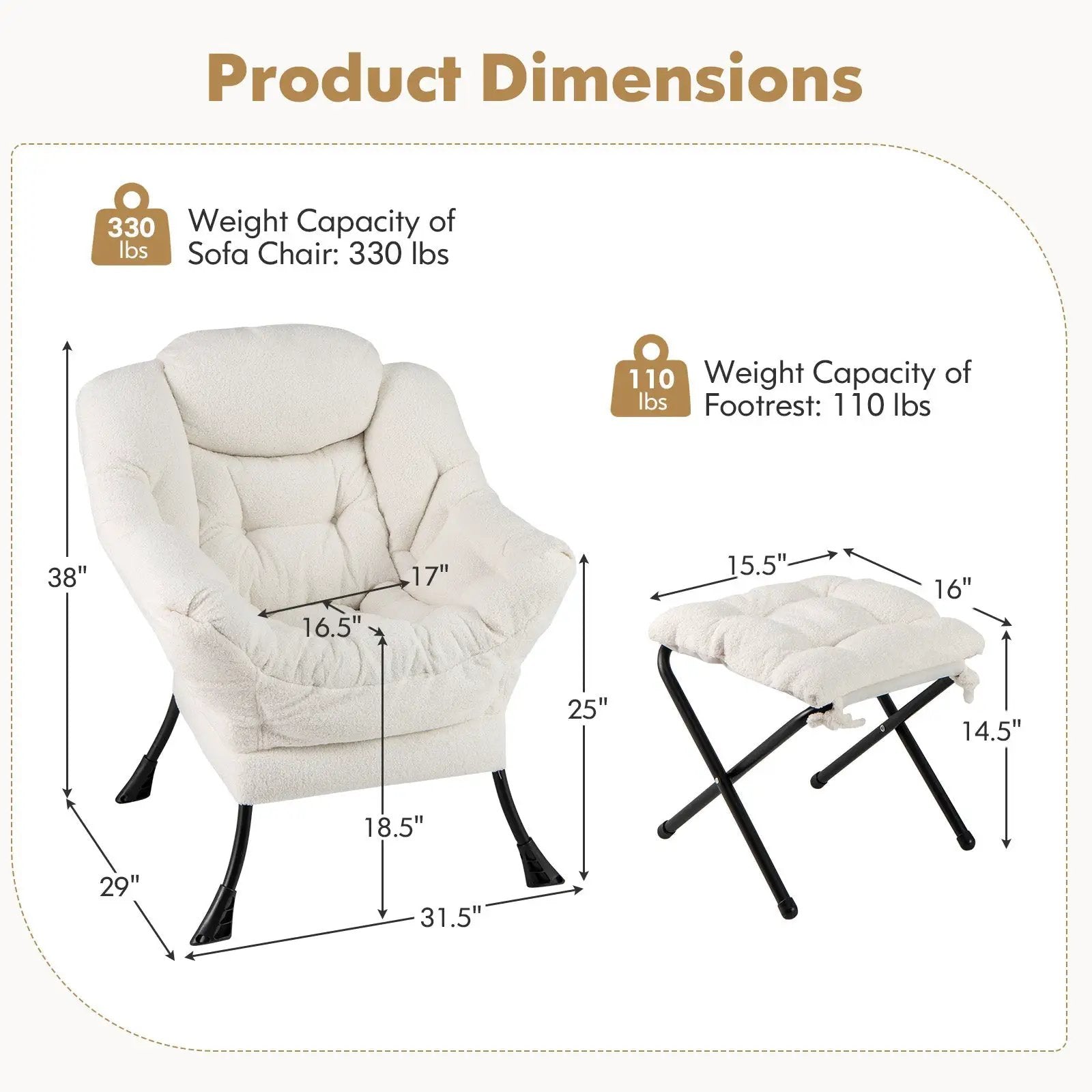 Modern Accent Chair with Folding Footrest and Head Pillow by DirectDeals