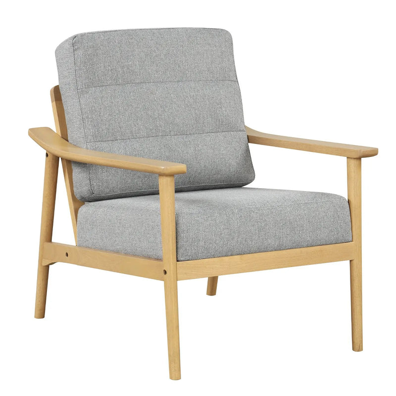 Modern Accent Chair with Rubber Wood Armrests and Legs for Living Room by DirectDeals