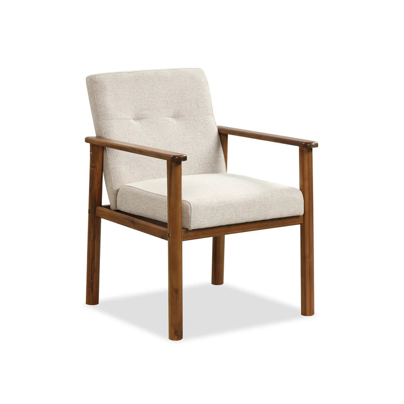 Modern Accent Linen Fabric Armchair with Solid Wood Legs and Soft Cushioned Seat by DirectDeals
