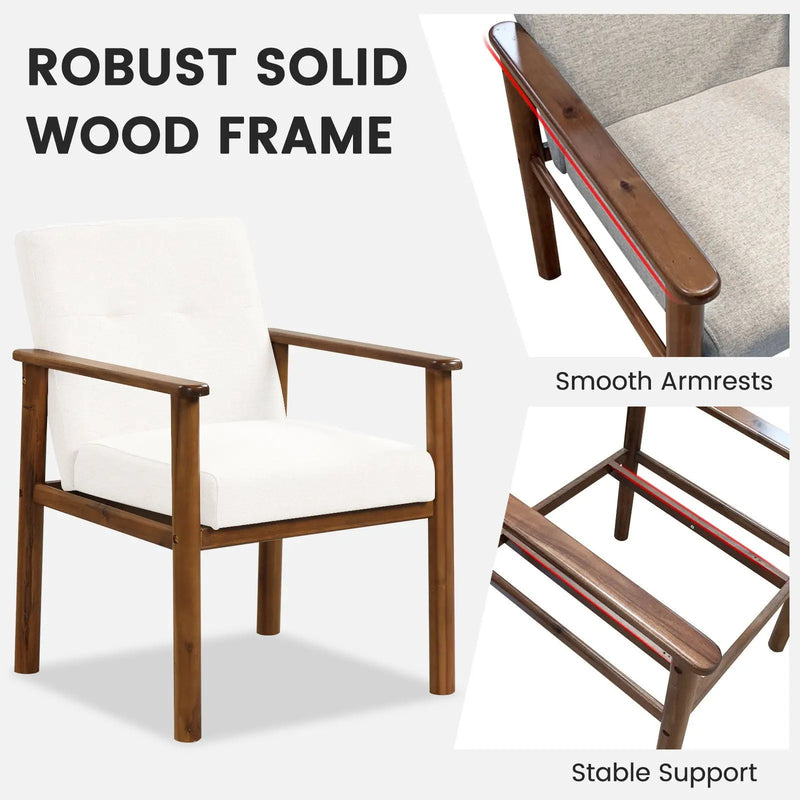 Modern Accent Linen Fabric Armchair with Solid Wood Legs and Soft Cushioned Seat by DirectDeals