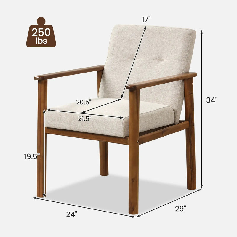 Modern Accent Linen Fabric Armchair with Solid Wood Legs and Soft Cushioned Seat by DirectDeals