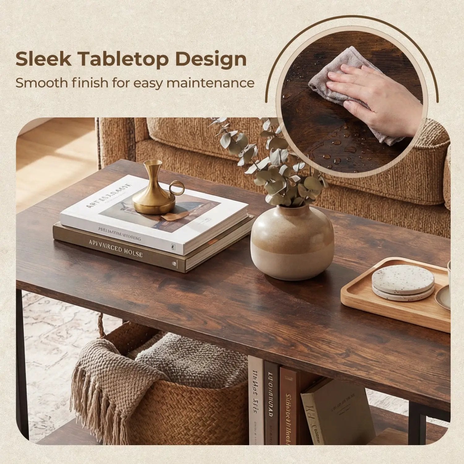 Modern Accent Table with Open Storage Shelf for Apartment and Lounge by DirectDeals