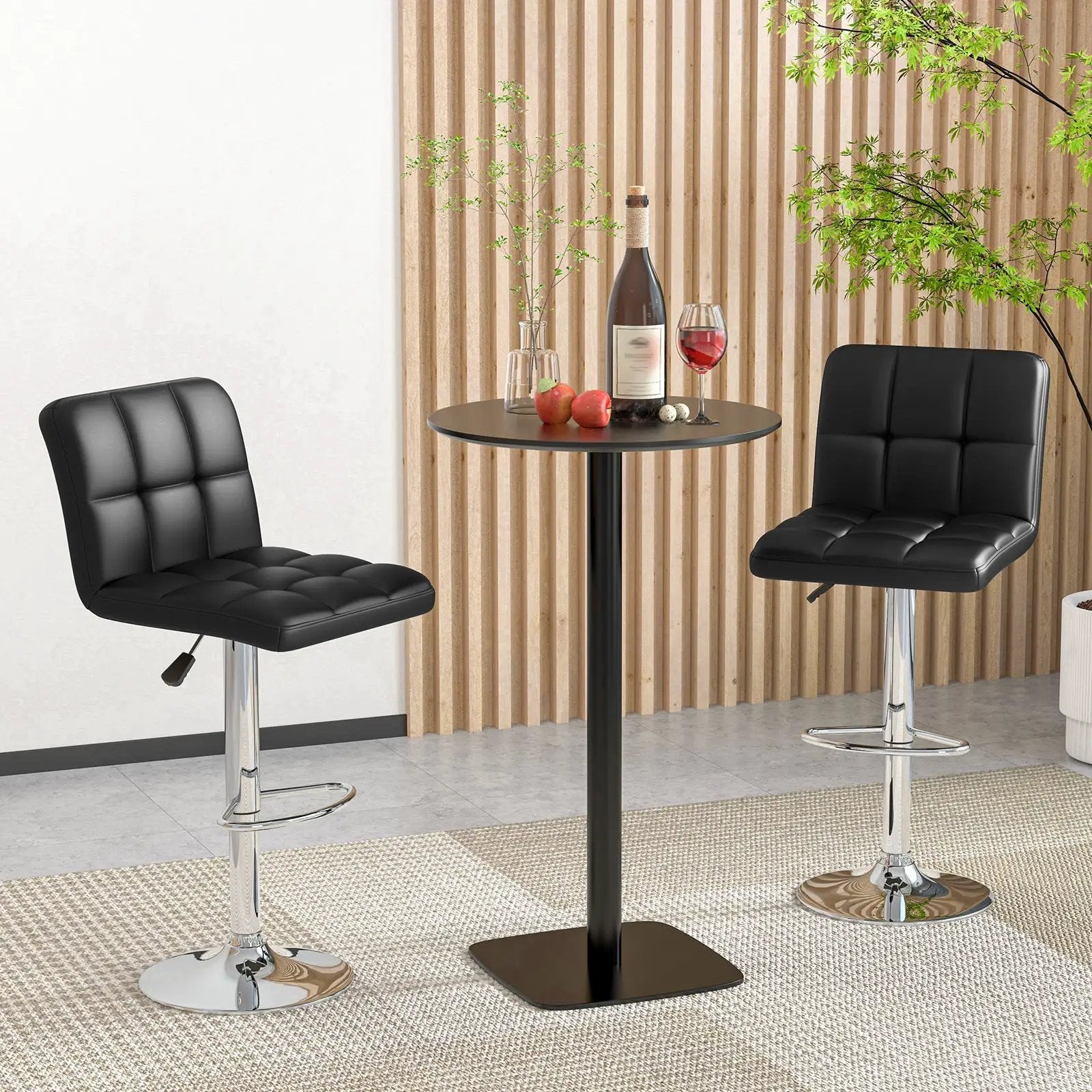 Modern Bat Stools Set of 2 with Back and Heavy-duty Metal Base and Footrest by DirectDeals