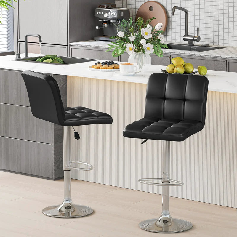 Modern Bat Stools Set of 2 with Back and Heavy-duty Metal Base and Footrest by DirectDeals