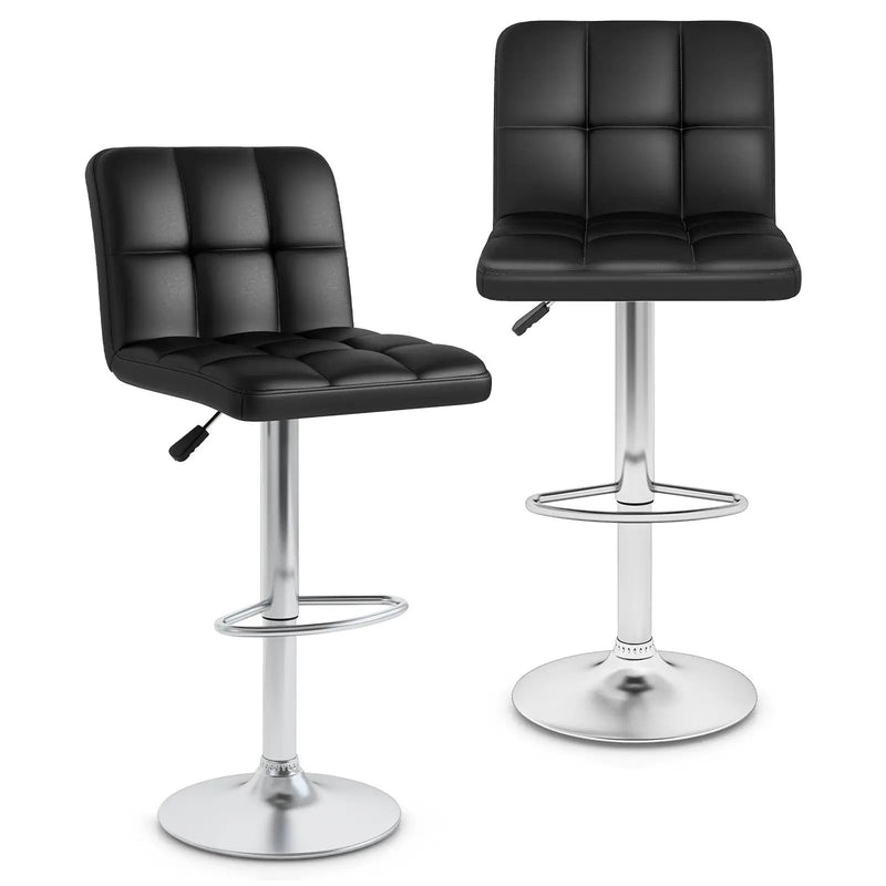 Modern Bat Stools Set of 2 with Back and Heavy-duty Metal Base and Footrest by DirectDeals