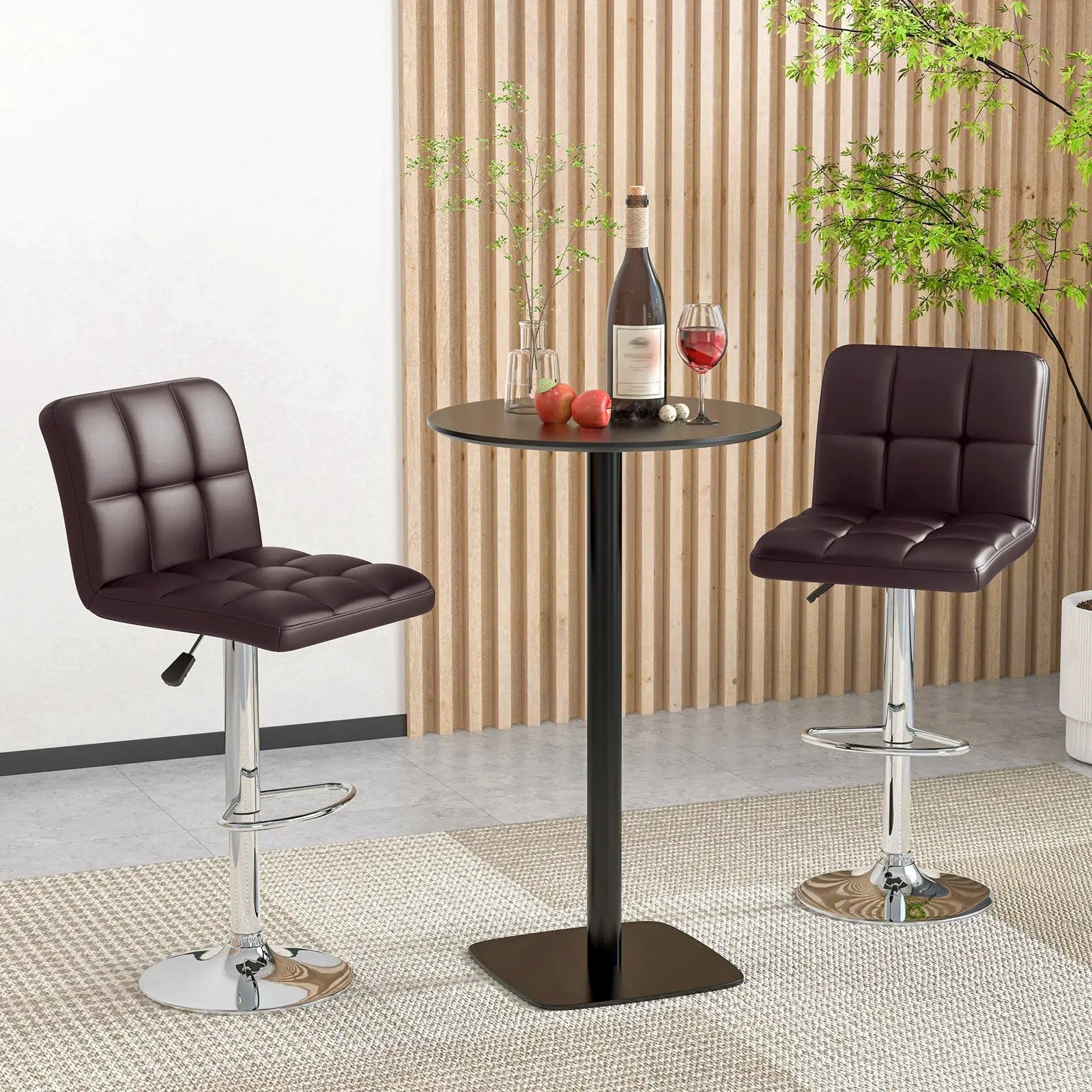 Modern Bat Stools Set of 2 with Back and Heavy-duty Metal Base and Footrest by DirectDeals