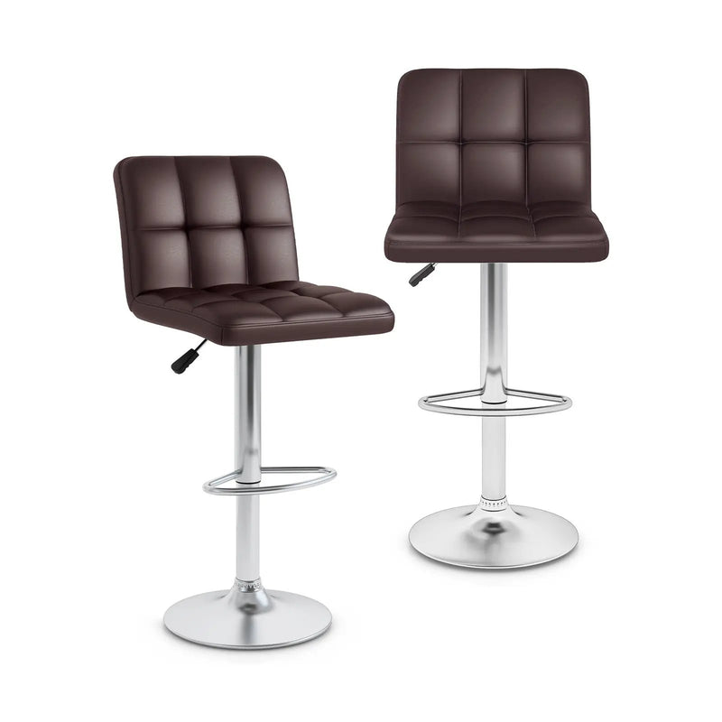 Modern Bat Stools Set of 2 with Back and Heavy-duty Metal Base and Footrest by DirectDeals
