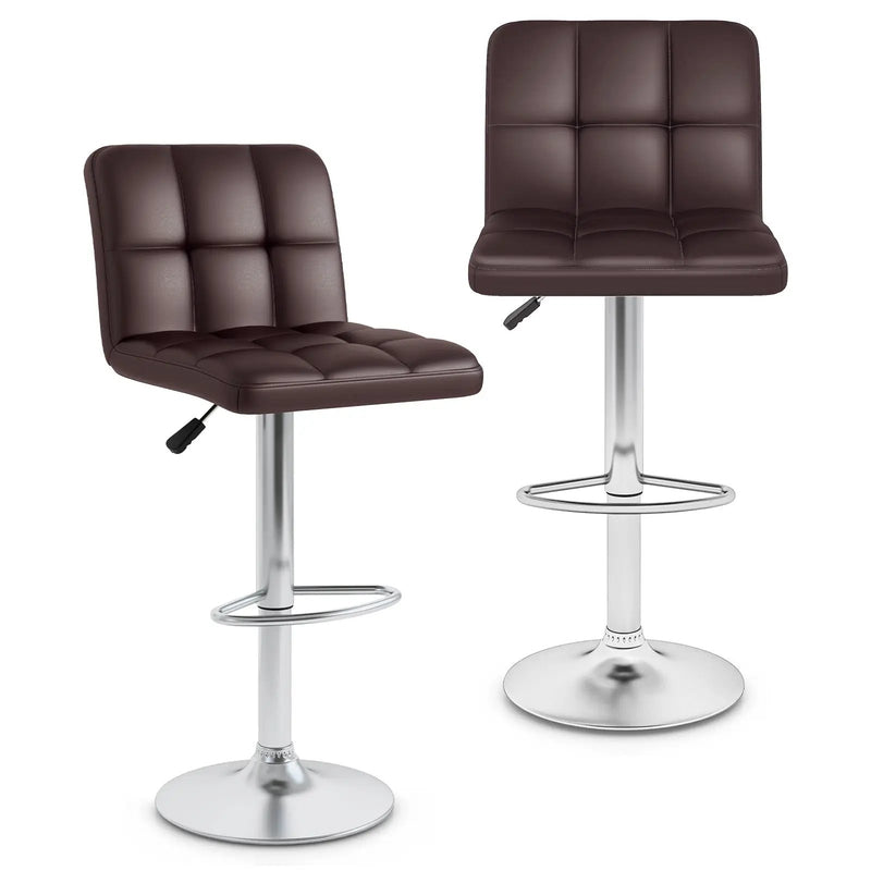 Modern Bat Stools Set of 2 with Back and Heavy-duty Metal Base and Footrest by DirectDeals