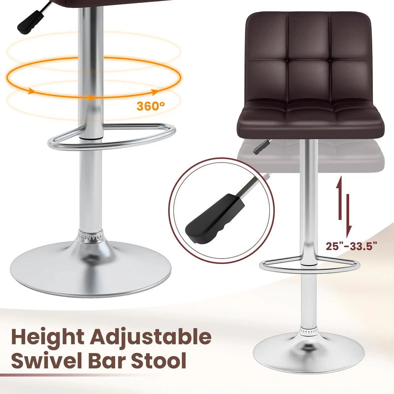 Modern Bat Stools Set of 2 with Back and Heavy-duty Metal Base and Footrest by DirectDeals