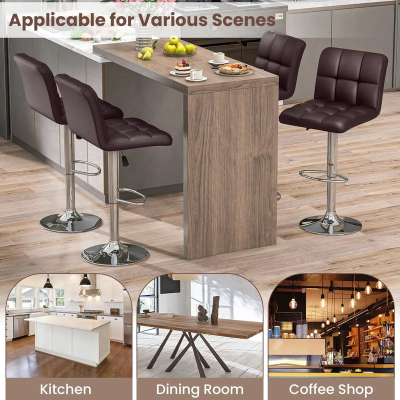 Modern Bat Stools Set of 2 with Back and Heavy-duty Metal Base and Footrest by DirectDeals