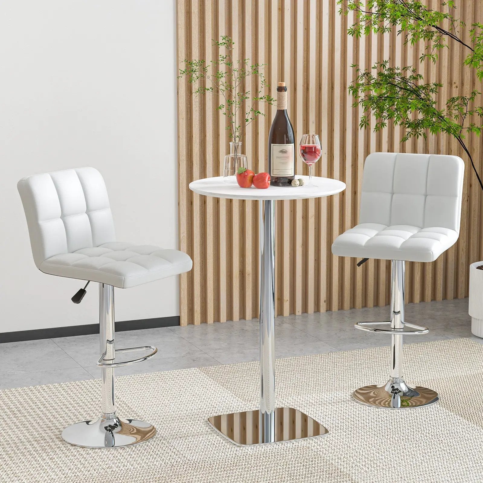 Modern Bat Stools Set of 2 with Back and Heavy-duty Metal Base and Footrest by DirectDeals