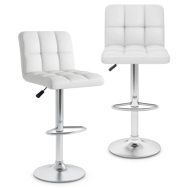 Modern Bat Stools Set of 2 with Back and Heavy-duty Metal Base and Footrest by DirectDeals