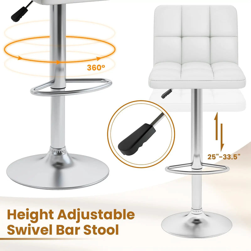 Modern Bat Stools Set of 2 with Back and Heavy-duty Metal Base and Footrest by DirectDeals