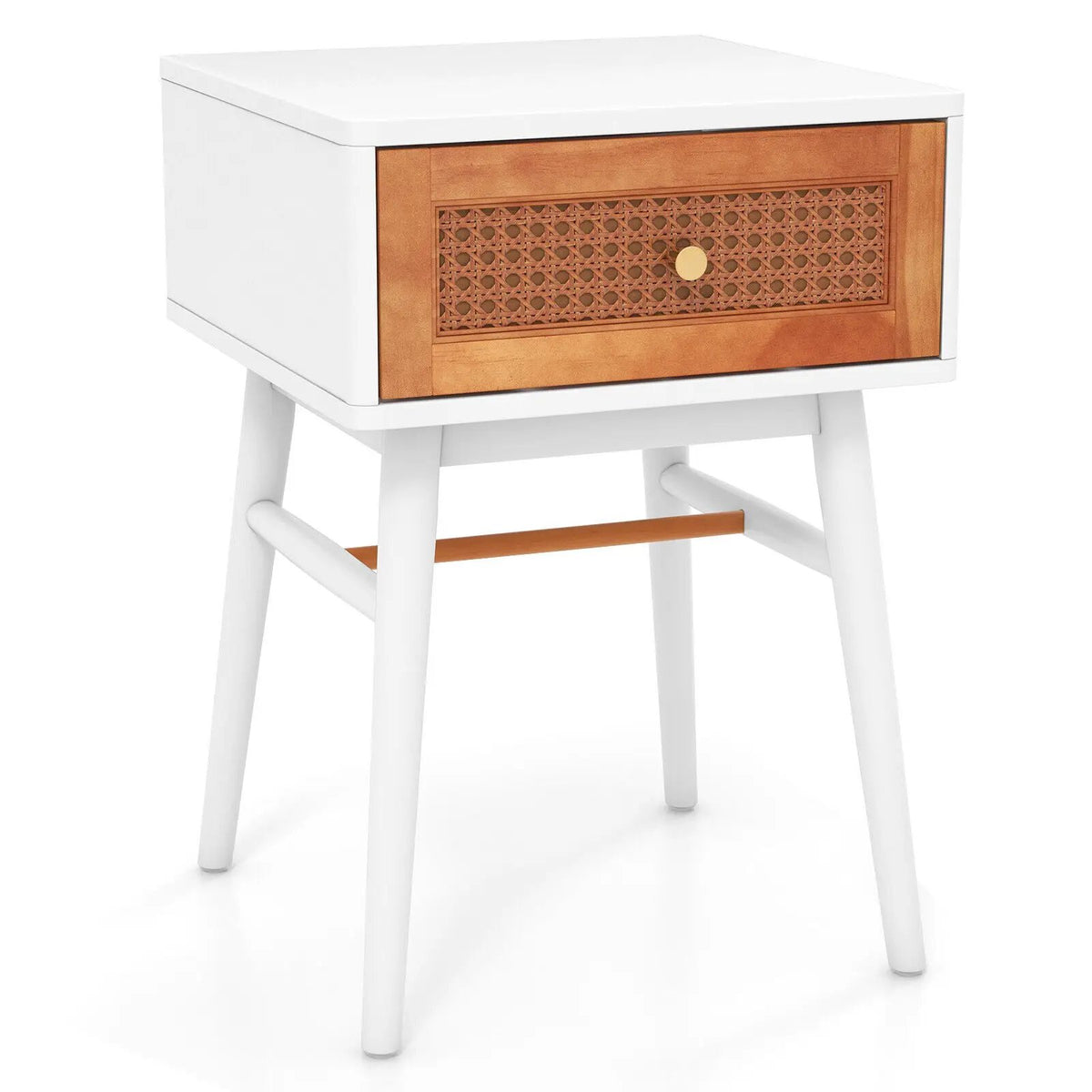 1-Drawer Modern Bedside Table with Solid Wood Legs, photo 3 of 9