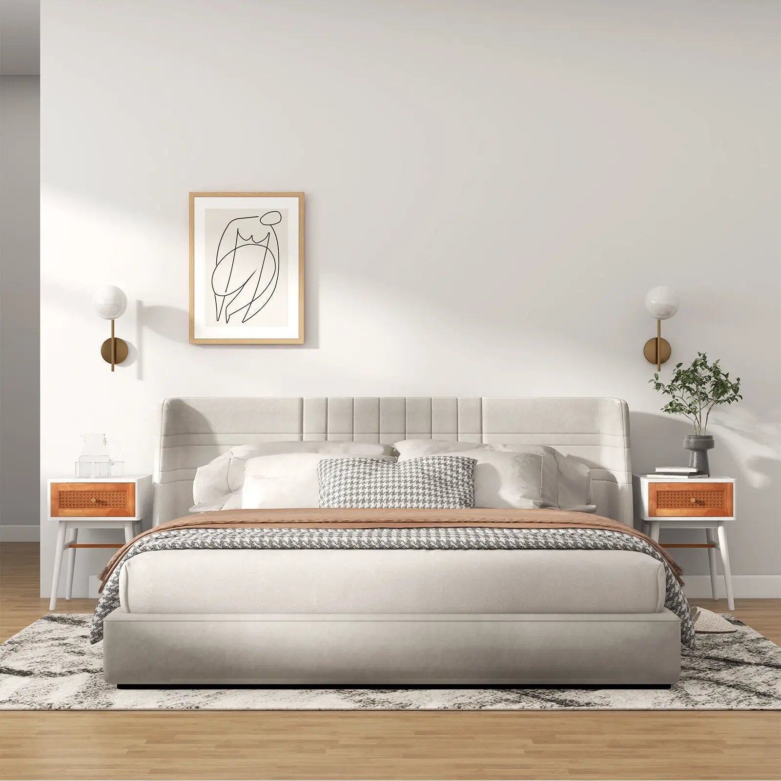 1-Drawer Modern Bedside Table with Solid Wood Legs by DirectDeals