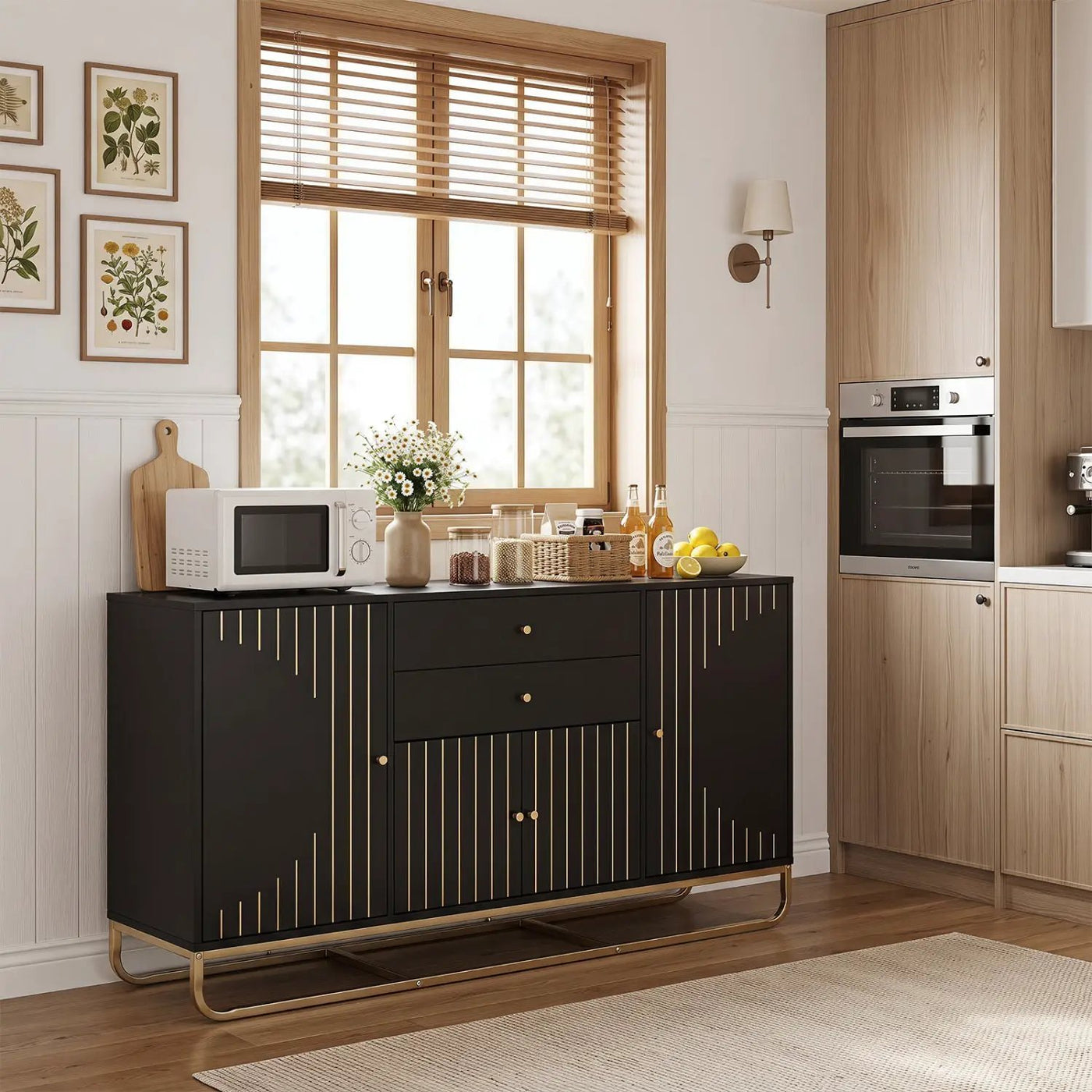 Modern Buffet Sideboard Cabinet with 2 Drawers & Adjustable Shelves by DirectDeals