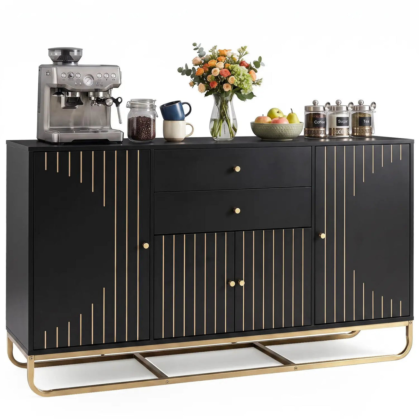 Modern Buffet Sideboard Cabinet with 2 Drawers & Adjustable Shelves by DirectDeals
