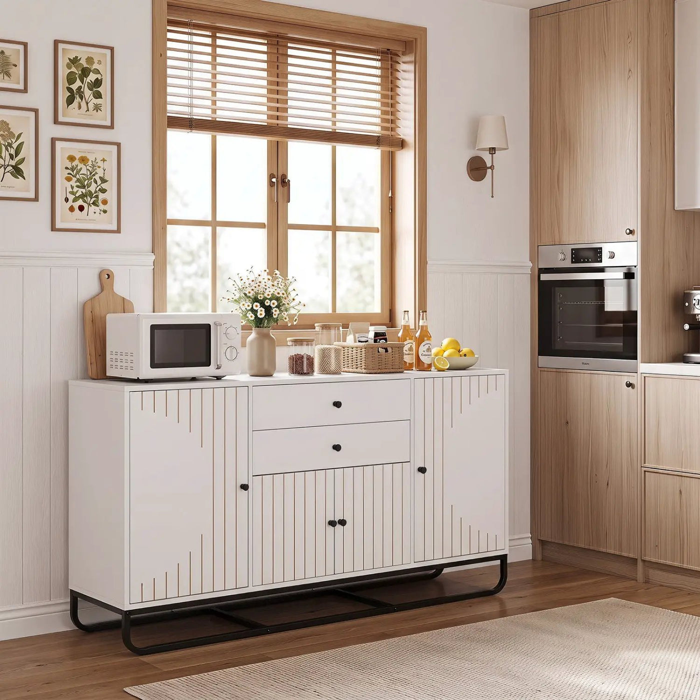 Modern Buffet Sideboard Cabinet with 2 Drawers & Adjustable Shelves by DirectDeals