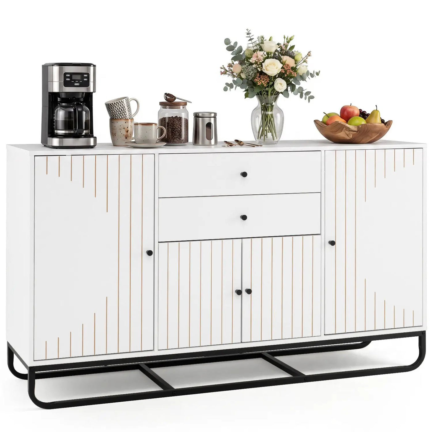 Modern Buffet Sideboard Cabinet with 2 Drawers & Adjustable Shelves by DirectDeals