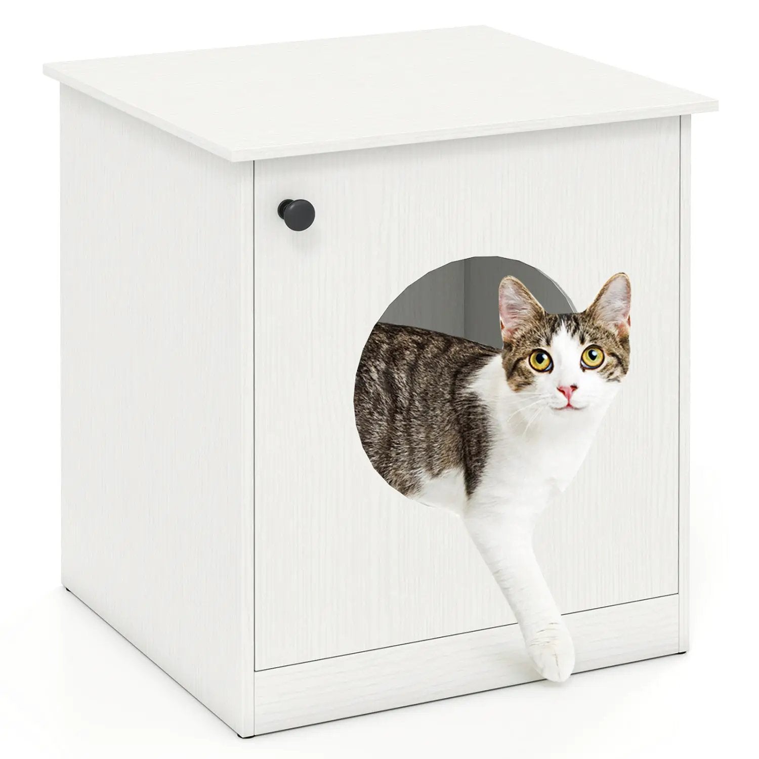 Cat Litter Box Enclosure with Nightstand Top - White by DirectDeals