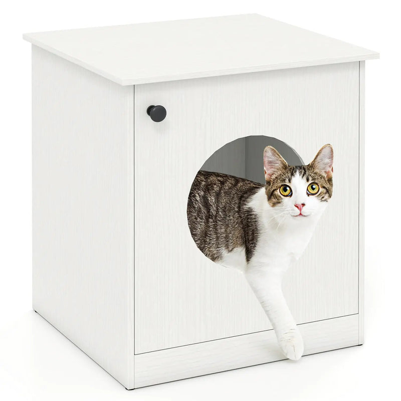 Cat Litter Box Enclosure with Nightstand Top - White by DirectDeals
