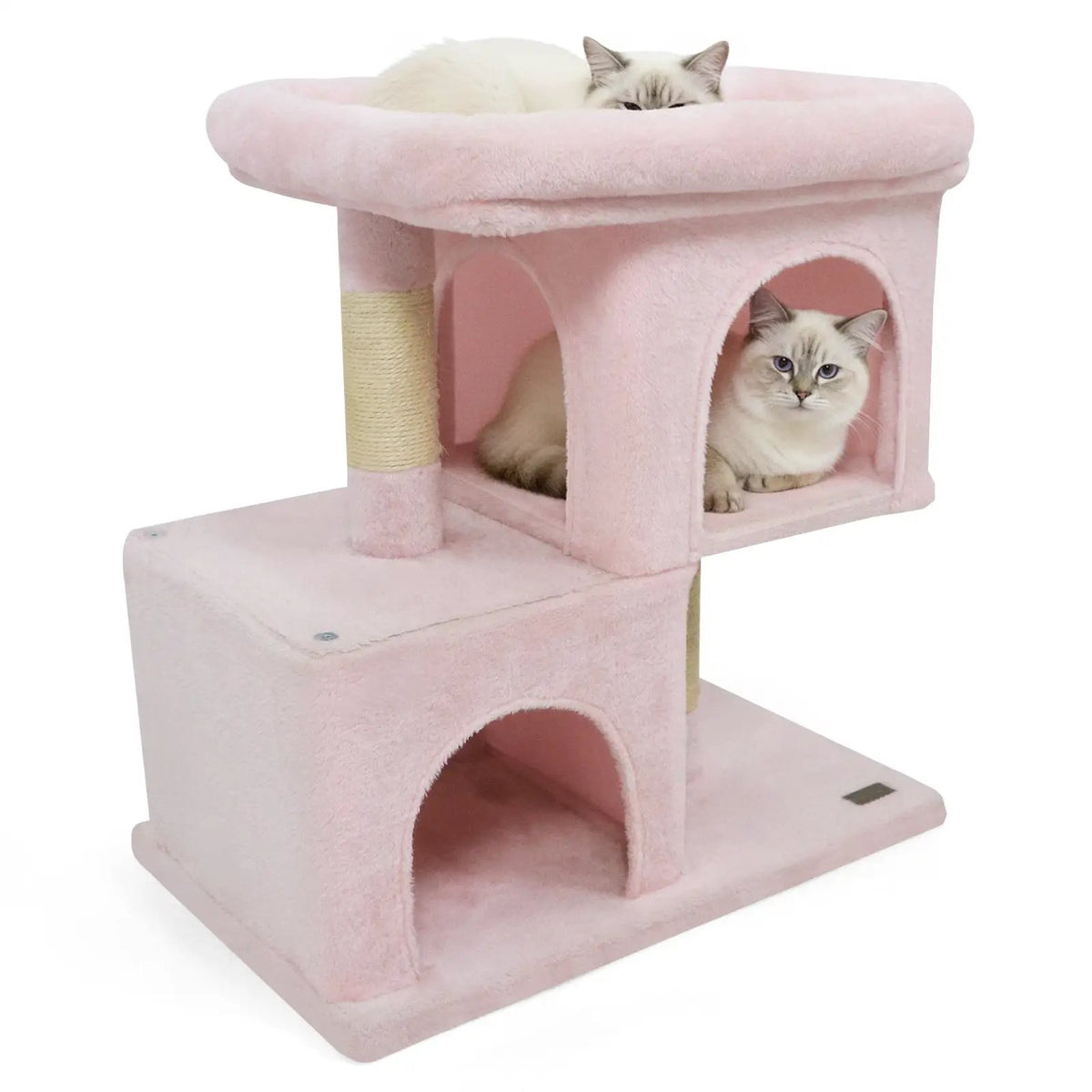Modern Cat Tree Space-saving Cat Tower with Upholstered Perch and 2 Cat Condos, photo 10 of 32