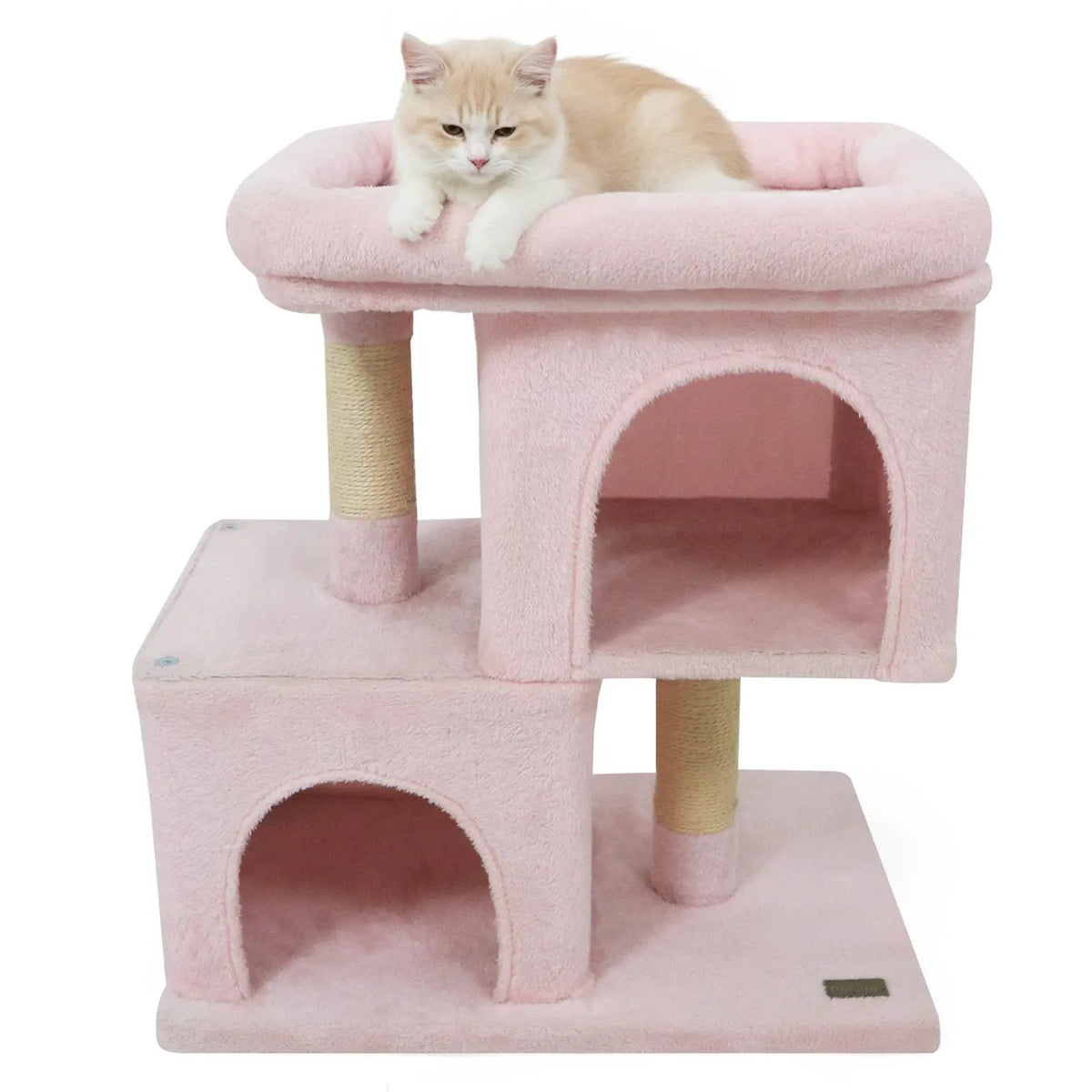Modern Cat Tree Space-saving Cat Tower with Upholstered Perch and 2 Cat Condos, photo 16 of 32