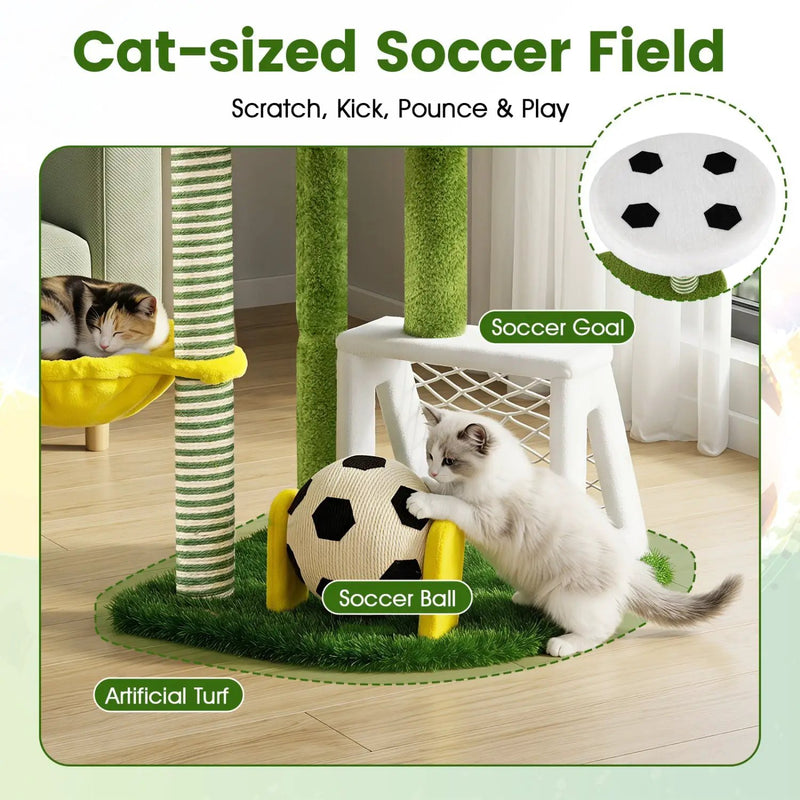 Multi-Level Cat Tree with Soccer Field & Hammock by DirectDeals