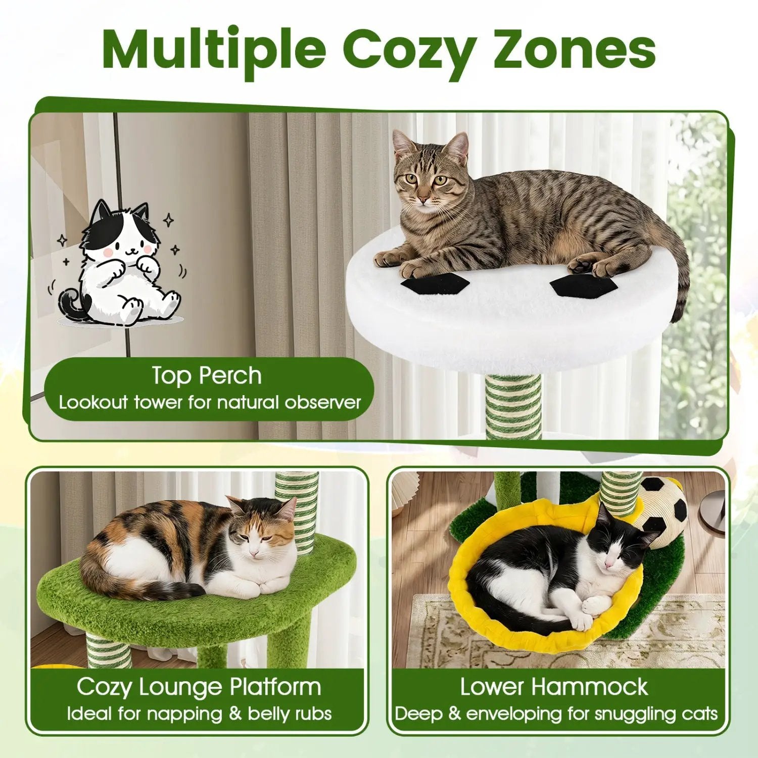 Multi-Level Cat Tree with Soccer Field & Hammock by DirectDeals