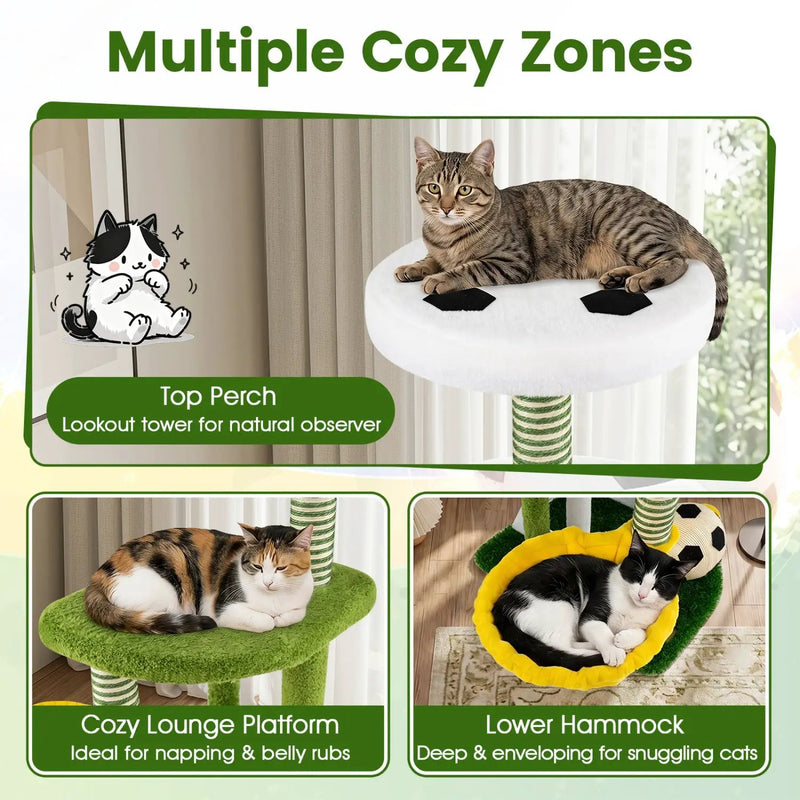 Multi-Level Cat Tree with Soccer Field & Hammock by DirectDeals