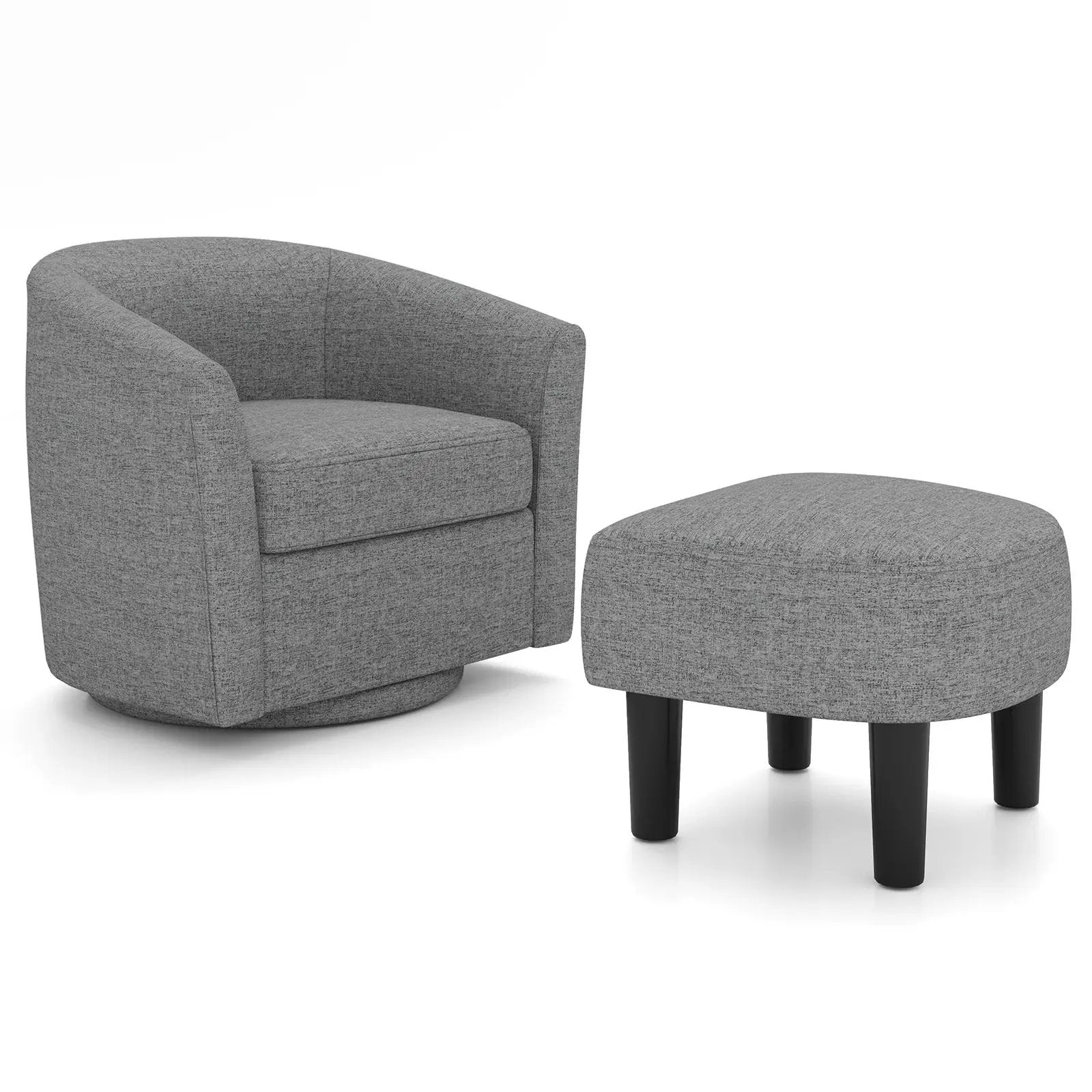 Modern Club Swivel Accent Chair with Ottoman Footrest Curved Backrest by DirectDeals