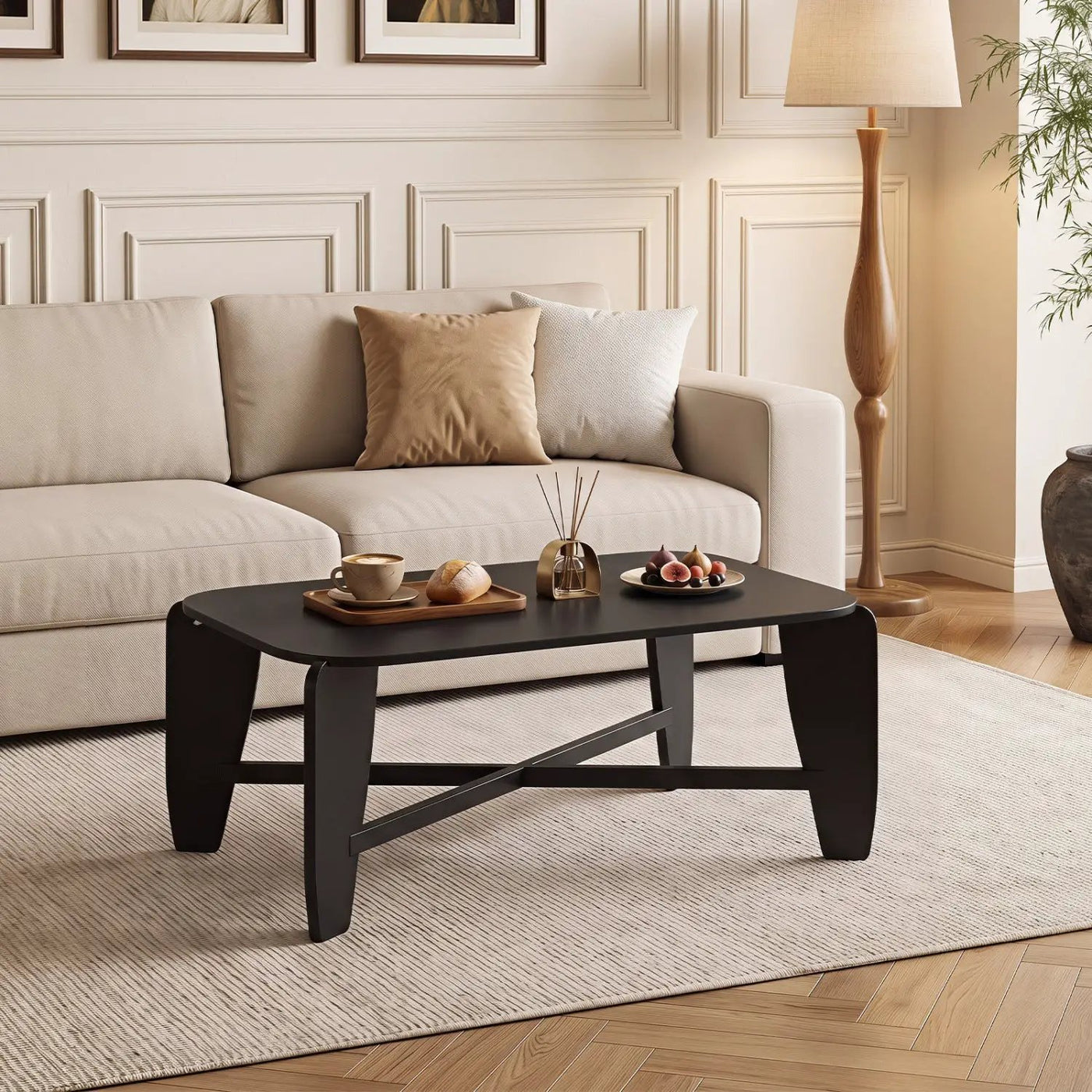 Rectangular Coffee Table with Rubber Wood Cross-Leg Base by DirectDeals