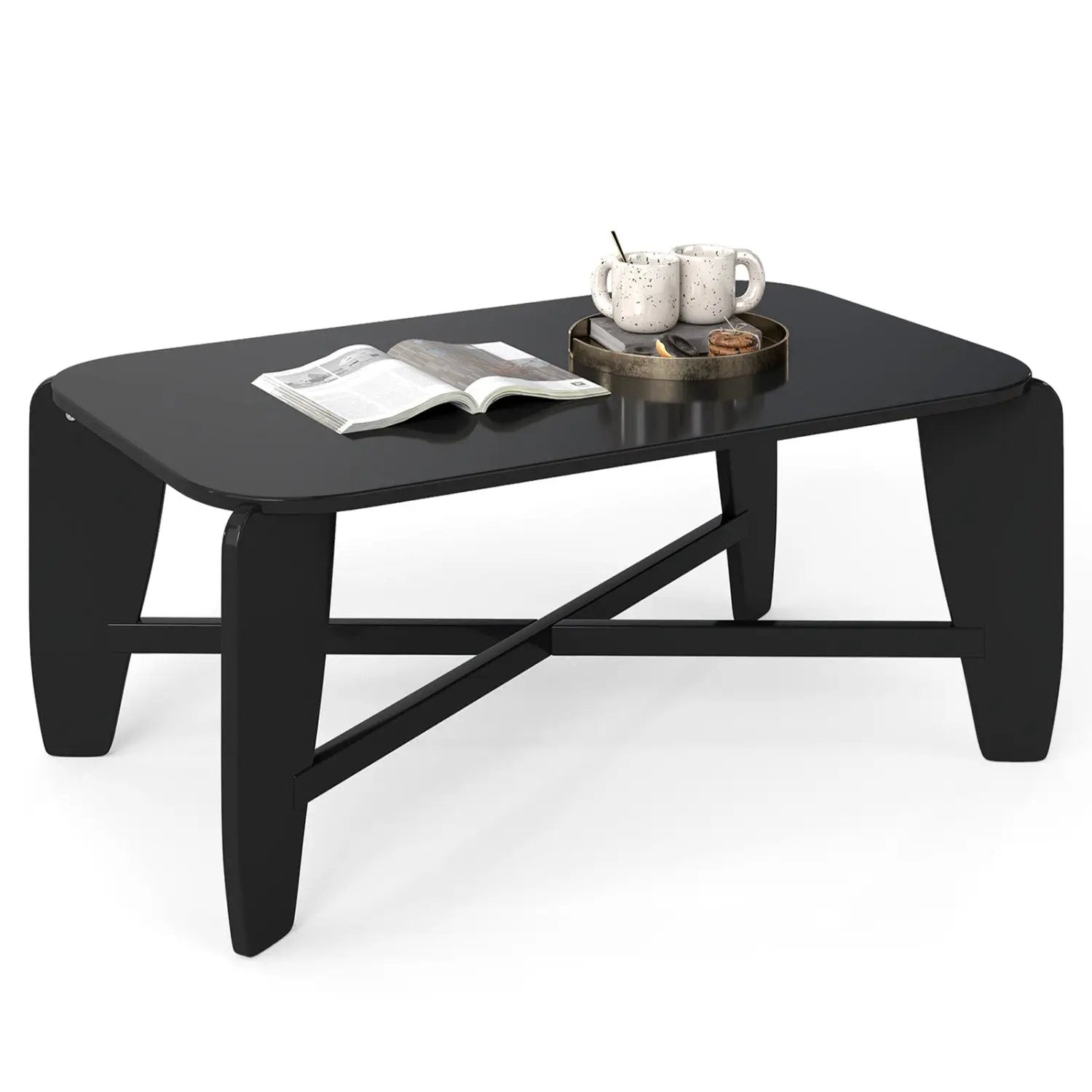 Rectangular Coffee Table with Rubber Wood Cross-Leg Base by DirectDeals
