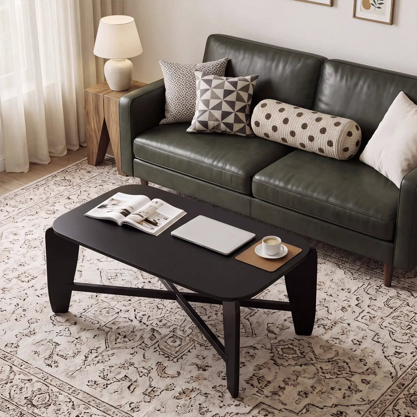 Rectangular Coffee Table with Rubber Wood Cross-Leg Base by DirectDeals