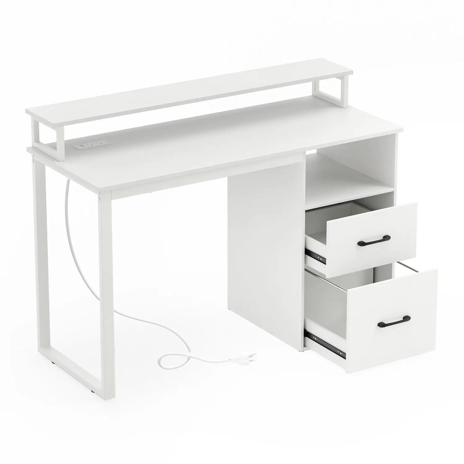 Modern Computer Desk with Power Outlets and File Drawer by DirectDeals
