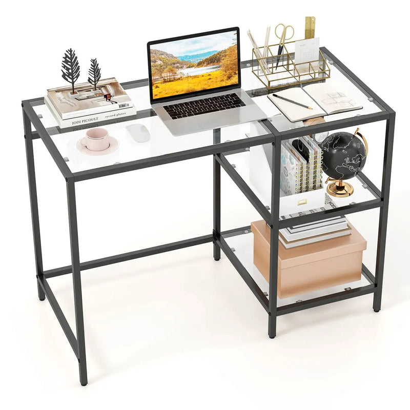 Modern Console Table with 2 Open Shelves and Metal Frame-Golden by DirectDeals