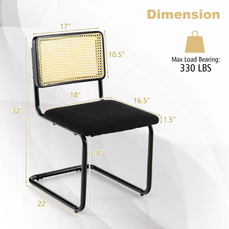2 Pieces Mid-Century Modern Dining Chair with Cantilever Design-Black by DirectDeals