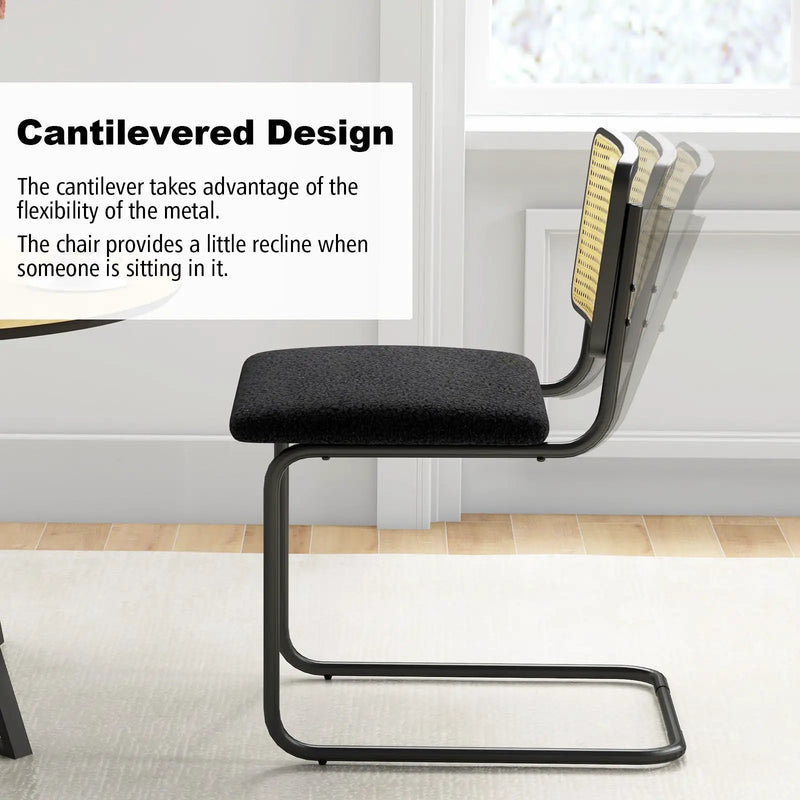 2 Pieces Mid-Century Modern Dining Chair with Cantilever Design-Black by DirectDeals