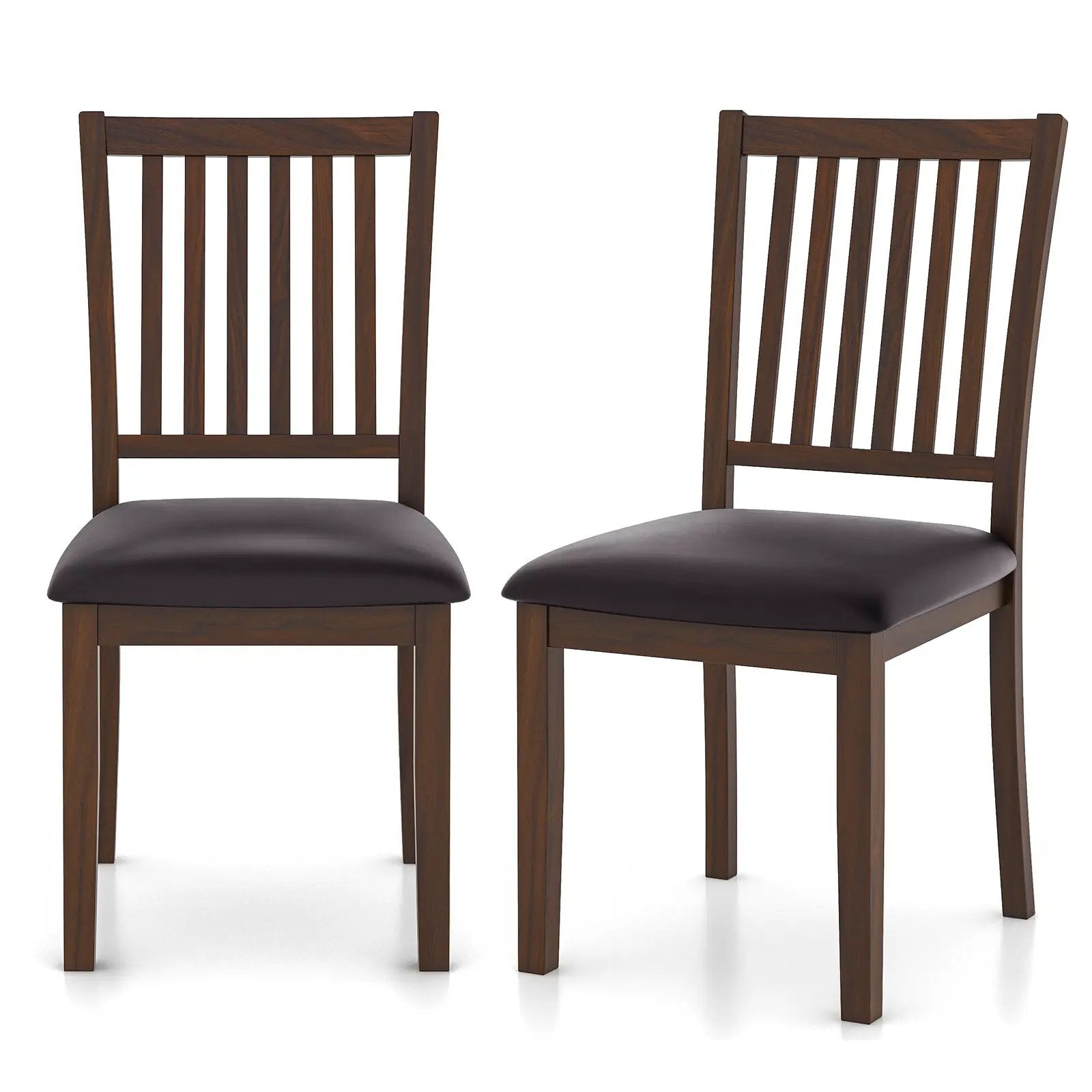 Upholstered Modern Dining Chair Set of 2 with Slanted High Backrest-Brown by DirectDeals