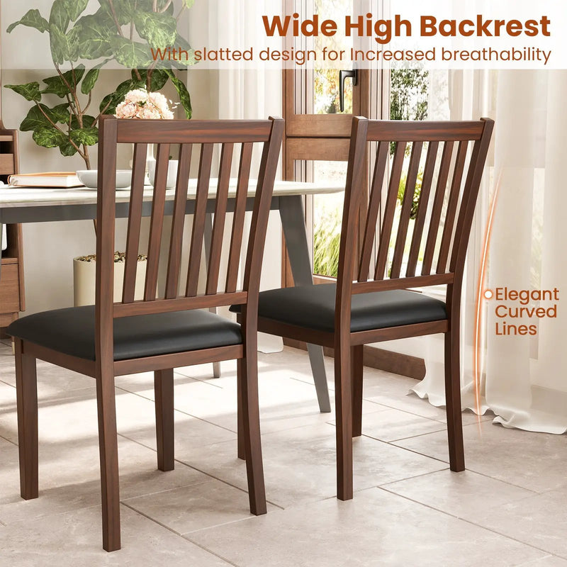 Upholstered Modern Dining Chair Set of 2 with Slanted High Backrest-Brown by DirectDeals