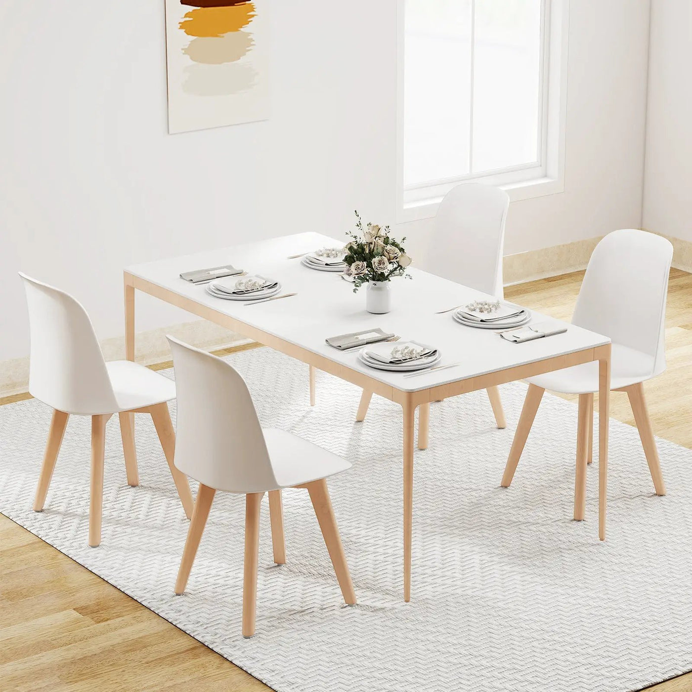 Modern Dining Chair Set of 2 with Solid Beech Wood Legs and Tilt Backrest by DirectDeals