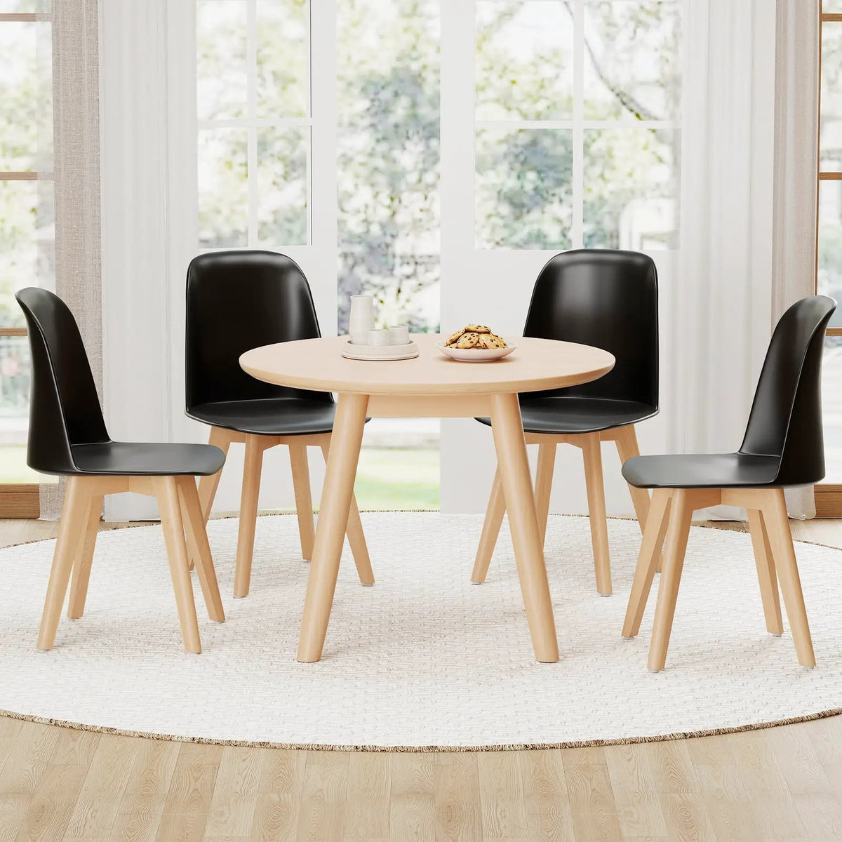 Modern Dining Chair Set of 2 with Solid Beech Wood Legs and Tilt Backrest by DirectDeals