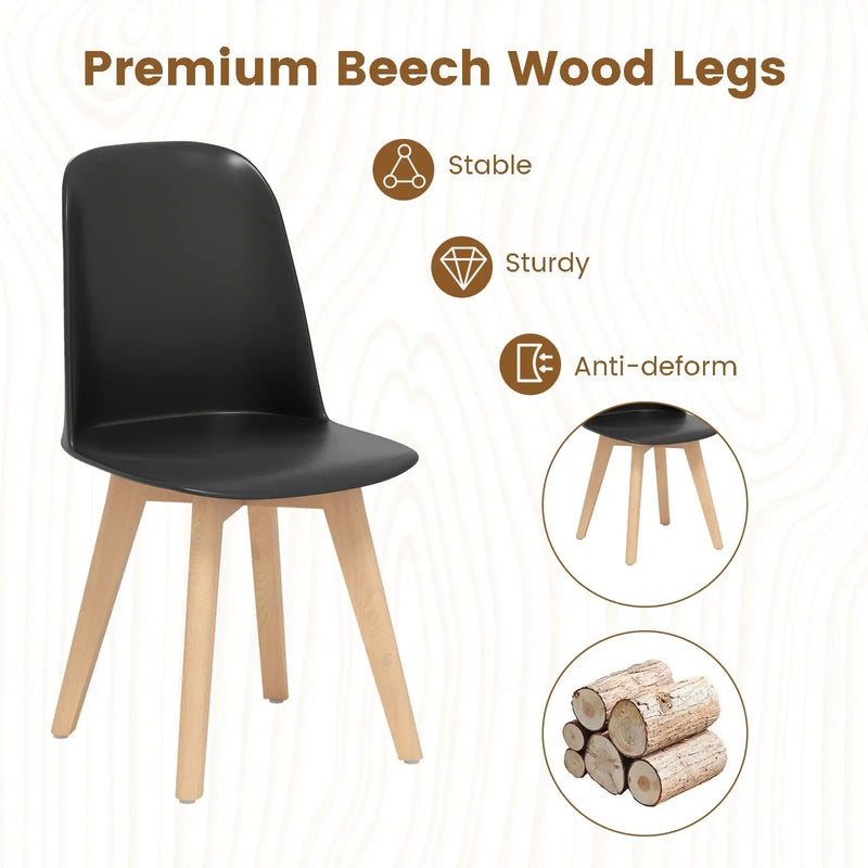 Modern Dining Chair Set of 2 with Solid Beech Wood Legs and Tilt Backrest by DirectDeals