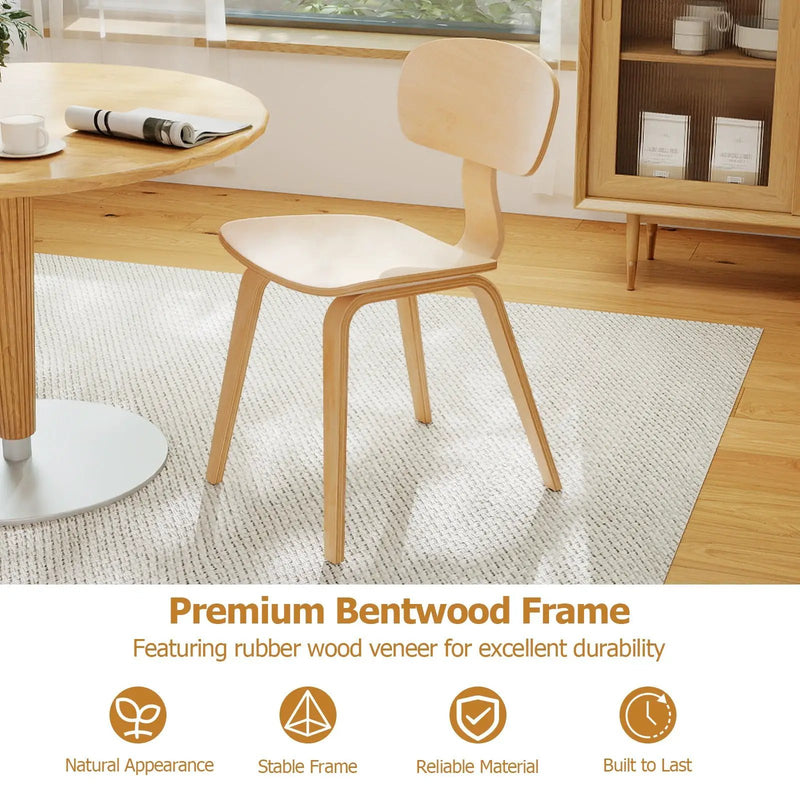 Modern Dining Chair Set of 2 with Wide Seat-Natural by DirectDeals